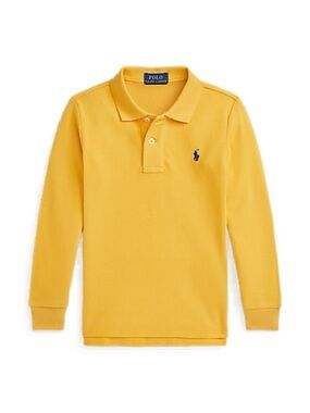 Polo by Ralph Lauren Kids Long-Sleeve Polo in Bright Yellow with Navy Logo